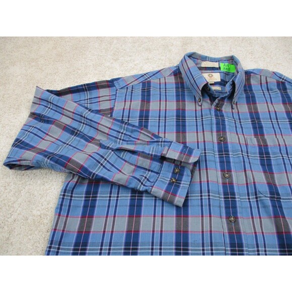 Viyella Shirt Mens Extra Large XL Blue Plaid Cotton Wool Blend Casual Button Up - Picture 3 of 9